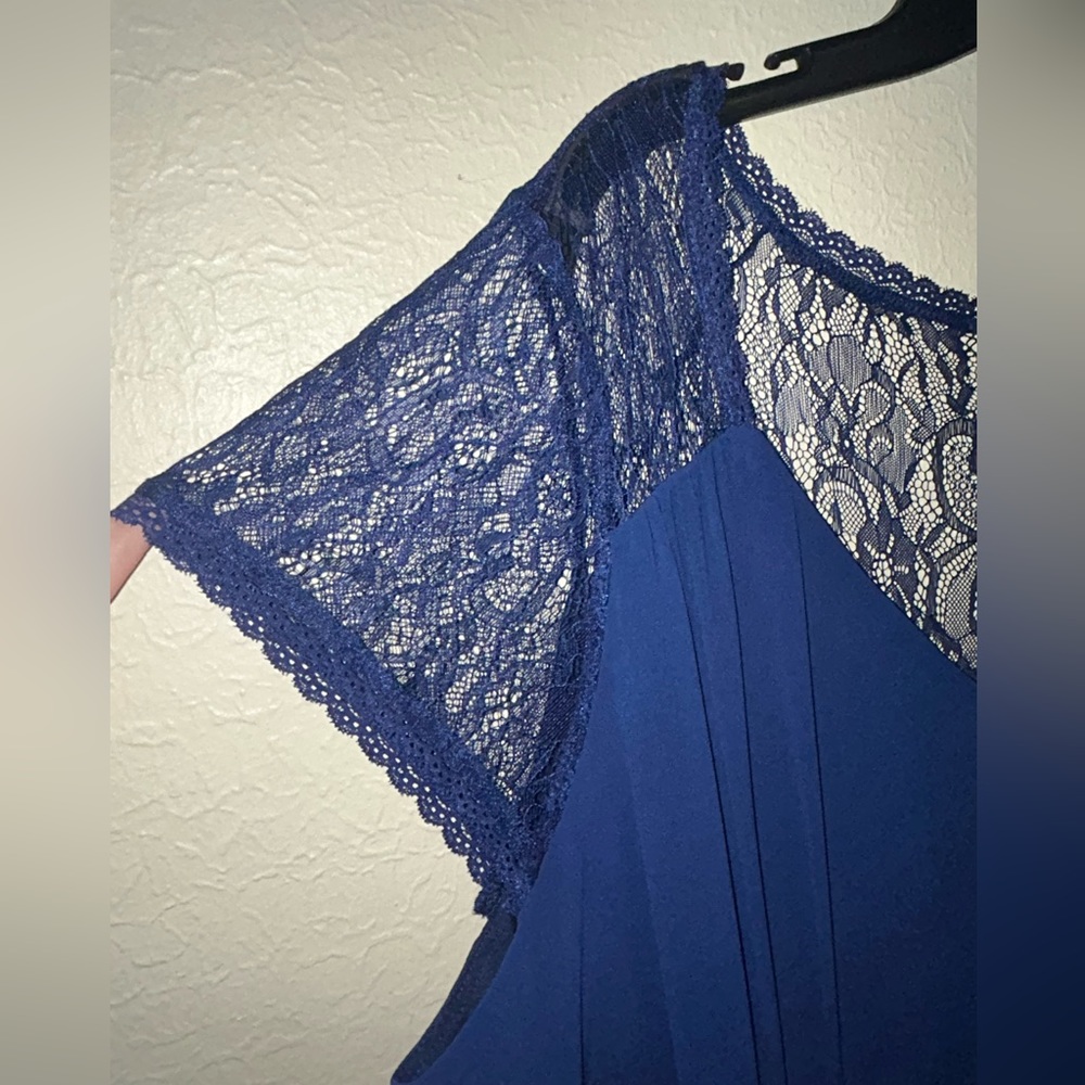Torrid navy chiffon ss lace yoke midi dress - Picture 7 of 12